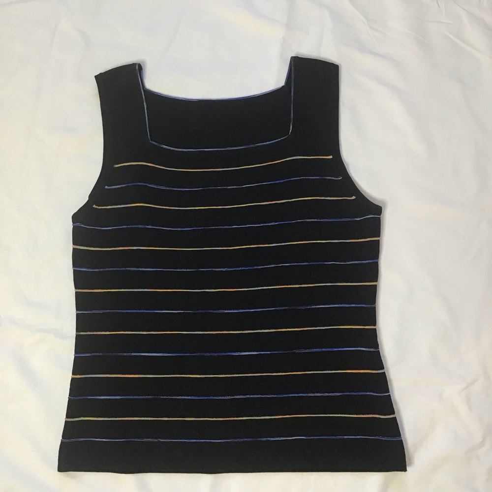Striped Sleeveless Knit Sweater Tank Top